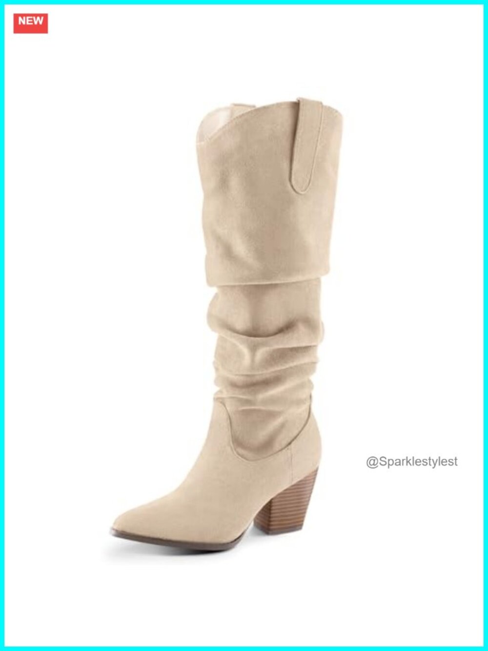 Women's Knee High Slouchy Pointed Toe Cowboy Western Boots Faux Suede